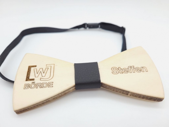 Preview: Fliege Natur mit individueller Gravur - Foto, Logo oder Schrift